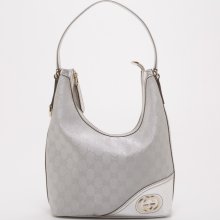 Gucci New Britt Silver Monogram Medium Hobo