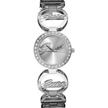Guess Script Logo Ss Silver Circles Chain Lady Bracelet Watch W95083l1