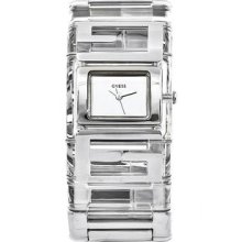 Guess Trend Ladies Silver Dial Clear Bezel Designer Watch - W12055l1