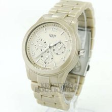 Guess Watch Ladies Polycarbonate Gold Multifunc Sport W12102l1 Montre