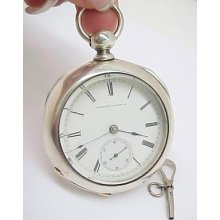 Hampden Hayward Vintage Coin Silver / Gold Hinge Key Wind Pocket Watch 10-i2188