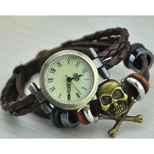 Handmade braided vintage leather bracelet watch,men women birthday jewelry gift