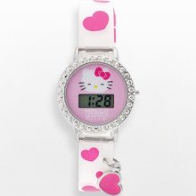Hello Kitty Silver Tone Digital Heart Charm Watch - Kids