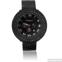 High End Black 22 Carat VVS Simulated Diamond Watch