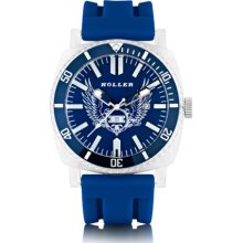 Holler Men's Quartz Watch With Blue Dial Analogue Display And Black Plastic Or Pu Strap Hlw2196-5