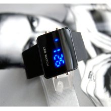 Hot Luxury Mirror Sport Style Blue Light Led Digital Date Lady Women Men Watch