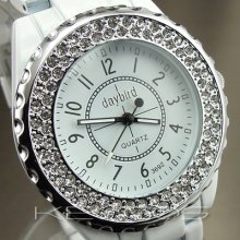 Hours Clock Dial Hand Water Ladies Crystal Steel Men Women Wrist Watch Wv117