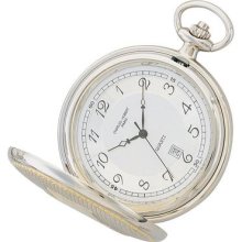 Hunter Case Pocket Watch W White Dial & Date Display - 3554