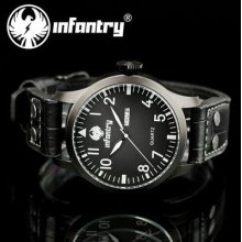 Infantry Analog Quartz Date Day Display Mens Sport Military Wrist Watch Leather