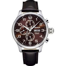 Ingersoll Gents Brown Dial Black Leather Strap Watch