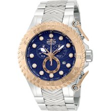 Invicta 12939 Watch Mens Pro Diver Blue Rose Dial Quartz Chronograph Ss Band