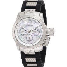 Invicta Ladies Corduba Quartz Day Date Mother Of Pearl Dial Black Rubber Link 1697