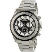 Invicta Men 1008 Ii Chronograph Silver Black Dial Stainless Steel Watch $595