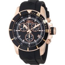 Invicta Mens Pro Diver Swiss Chronograph Black Dial Rose Gold Case Rubber Watch