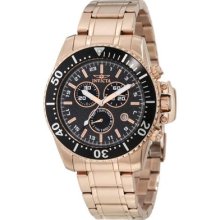 Invicta Mens Pro Diver Swiss Chronograph 18k Rose Gold Plated Bracelet Watch