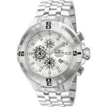 Invicta Mens Reef Large Pro Diver Chronograph Silver Dial Stainless Steel Watch