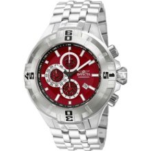 Invicta Mens Reef Xxl Pro Diver Chronograph Red Dial Stainless Steel Watch