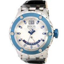Invicta Men's Reserve Subaqua Stainless Steel Case White Dial Leather Strap Day and Date Displays 10101