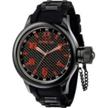 Invicta Mens Russian Diver Black Carbon Fiber Dial Black IP Stainless