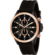 Invicta Mens Specialty Black Ip Stainless Steel Case Rose Gold Bezel Watch