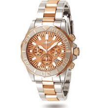 Invicta Two Tone 23K Rose Gold Plated Sapphire Chrono Rose Dial