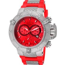 Invicta Watch 1379 Men's Subaqua Chronograph Red Dial Red Silicone