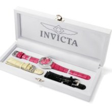 Invicta Women's Pro Diver Ceramic Quartz Leather Strap Watch w/ Collector's Box