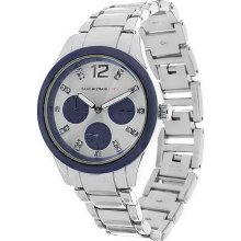 Isaac Mizrahi Live! Colorful Chronograph Bracelet Watch - Navy/Silver - One Size