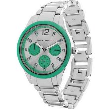 Isaac Mizrahi Live! Colorful Chronograph Bracelet Watch - Green/Silver - One Size