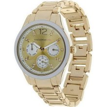 Isaac Mizrahi Live! Colorful Chronograph Bracelet Watch - White/Gold - One Size