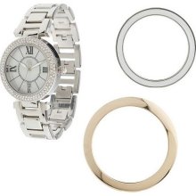 Isaac Mizrahi Live! Dial Watch with 3 Bezels - White - One Size