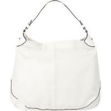 Isaac Mizrahi Live Matt Suede Snake Embossed Hobo Bag In Antique White