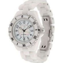 Isaac Mizrahi Live Mother-of-pearl Dial Ceramic Link Watch White Small