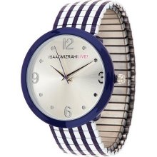 Isaac Mizrahi Live! Multi-Print Stretch Bracelet Watch - Navy Stripe - One Size