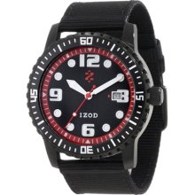 Izod Men's IZS3/3.Black.Red Black Nylon Quartz Watch with Red Dial