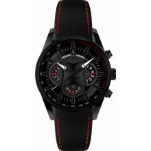 Jacques Lemans Liverpool Sport-Chrono 1-1687D Men's Chronograph Black/Red Leather Strap Watch