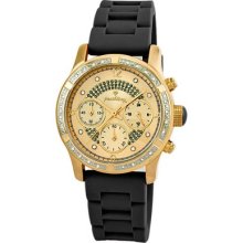 JBW Women's Venus Watch in Black with Gold Dial