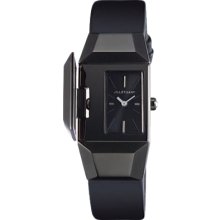 Jill Stuart Locket Ladies Watch with Black Leather Band