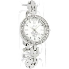JLo Ladies Swarovski Crystal Bezel Silver Tone Dress Quartz Watch J2-1025WTSB