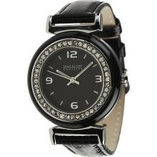 Joan Rivers Lap of Luxury Bezel Strap Watch - Black - One Size