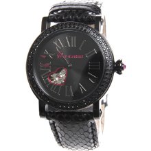 Juicy Couture Black Leather Automatic Pink Heart Limited Ed. Watch 1900633