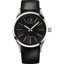 K2241104 Calvin Klein Bold Men's Watch With Black Dial Black Leather Strap