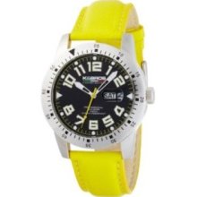 KAndBROS Mens 9434-2 Steel Rowmaster Silver-tone Black and Yellow