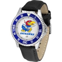 Kansas Jayhawks KU Mens Leather Wrist Watch