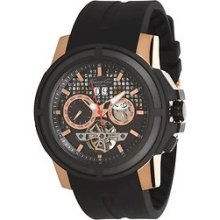 Kenneth Cole Mens Skeleton Chronograph Stainless Watch - Black Rubber Strap - Skeleton Dial - KC1899