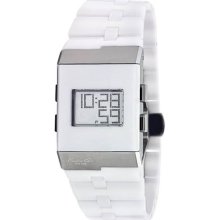 Kenneth Cole Womens New York Digital Ceramic Bracelet Stainless Watch - White Bracelet - White Dial - KC4733