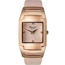 Kenneth Cole Women's Pink Dial Pink Leather Strap Gold Tone Case Watch Kc2738