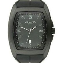Kenneth Cole York Mens Black Ip Stainless Steel Case Rubber Strap Watch