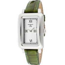Kenneth Jay Lane Watches Women's White Textured Dial Green Genuine Lea