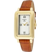 Kenneth Jay Lane Watches Women's White Textured Dial Brown Genuine Lea